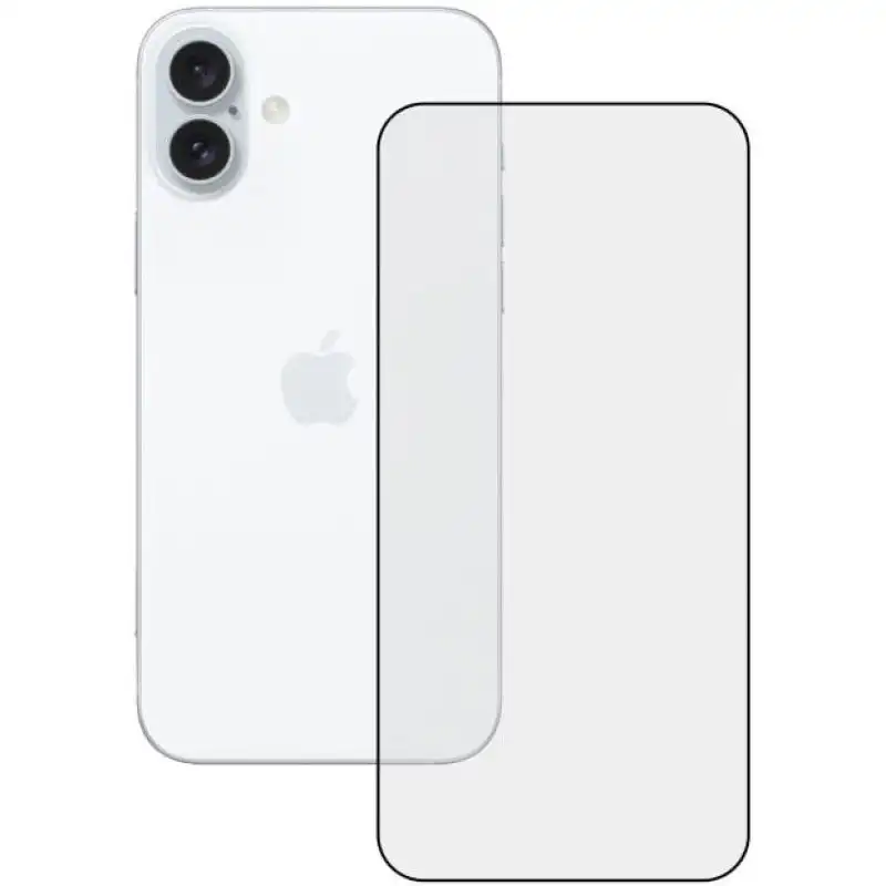 Ksix Protector De Pantalla Para Iphone 16 Plus, Vidrio Templado, Doble Adhesivo Pantalla Y Bordes, Borde Negro