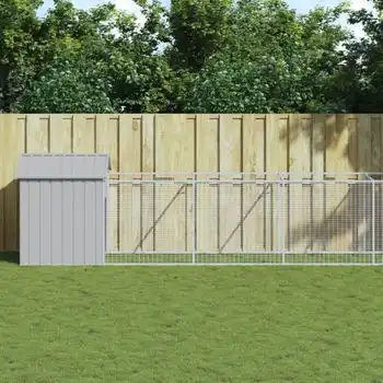 Caseta Perro | Perrera Exterior Tejado Acero Galvanizado Gris Claro 117x1221x123cm Cfw750371