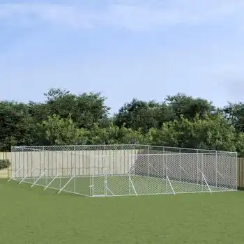 Perrera De Exterior Acero Galvanizado Plateado 8x12x2 M