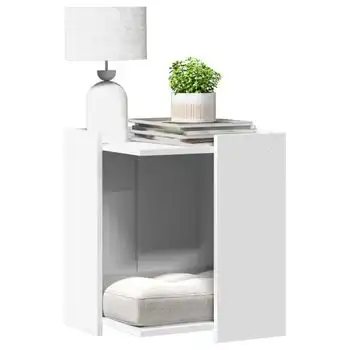 Mueble Arenero Para Gatos Madera Ingeniería Blanco 42x42x51 Cm