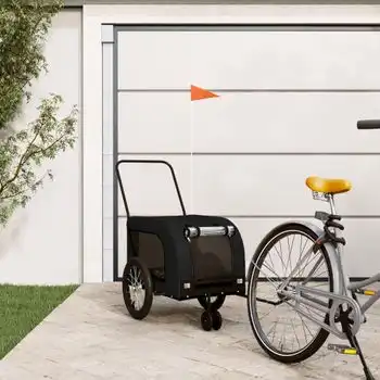 Remolque De Bicicleta Mascotas Hierro Tela Oxford Negro