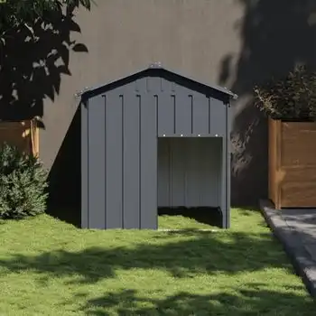 Caseta Perros Con Tejado Acero Galvanizado Gris 117x103x123cm