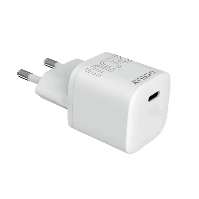 Celly Cargador de Pared Ultra Compacto 20W Blanco