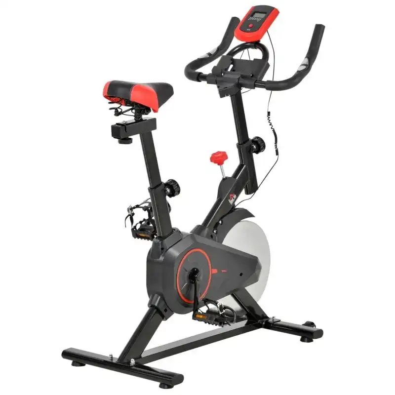HomCom Bicicleta Estática Negro/Rojo