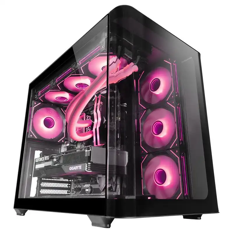 Mars Gaming MC-FUSION Gaming ATX Cristal Templado Continuo Curvo Doble Cámara Negro