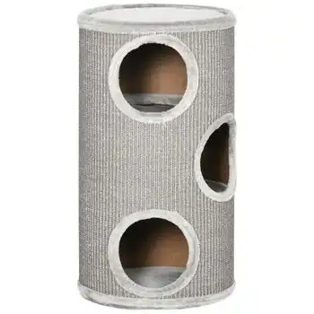 Barril Rascador De Aglomerado De Madera Ø38x70 Cm-pawhut. Gris Claro