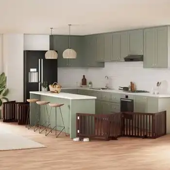 Puerta De Perros Plegable 12 Paneles Madera Álamo Marrón 960 Cm