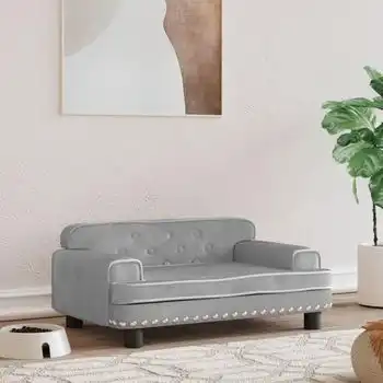 Cama Para Perros De Terciopelo Gris Claro 70x45x30 Cm