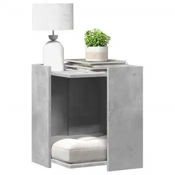 Mueble Arenero De Gatos Madera Gris Hormigón 42x42x51 Cm