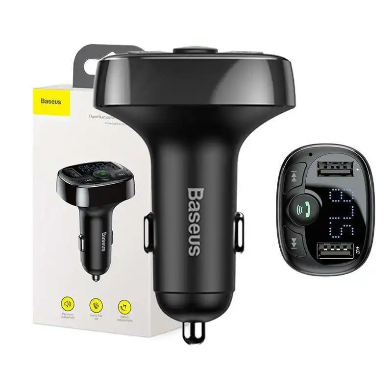 Baseus Transmisor FM Bluetoth/MP3 y Cargador de Coche 2x USB 3.4A Negro