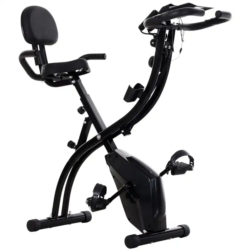 HomCom Bicicleta Estática Plegable 2 en 1 Negro