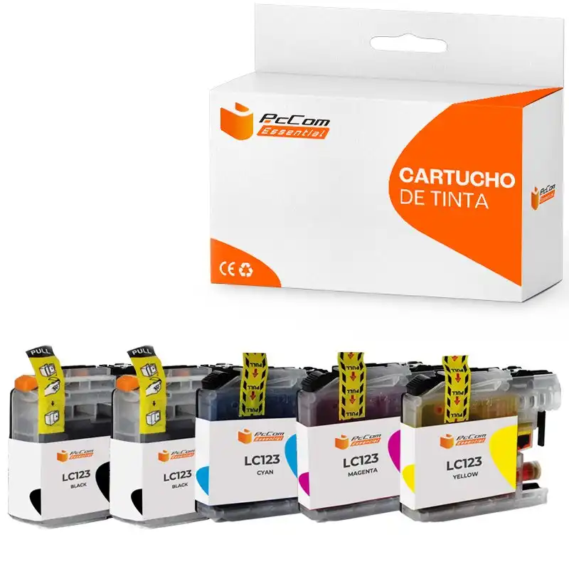 Pccom Essential Brother Lc123/lc121 Cartucho Tinta Compatible Negro/cian/magenta/amarillo Pack 5