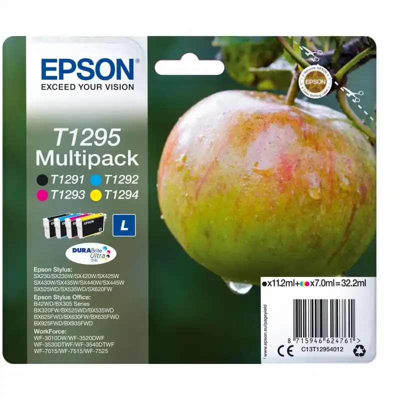 Cartucho de Tinta Original Epson Apple T1295 Pack 4 Unidades BK/C/M/Y