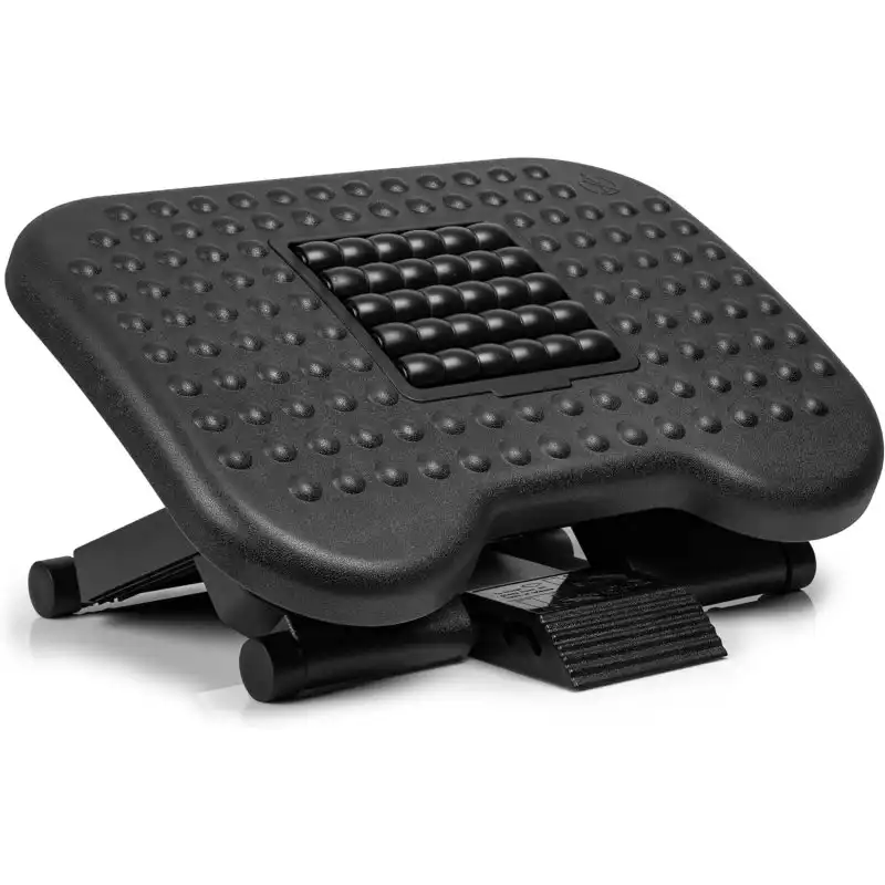 Duronic FT03 Reposapiés Ergonómico, Ajustable 3 Niveles, Trabajo Casa U Oficina, Rodillos De Masaje