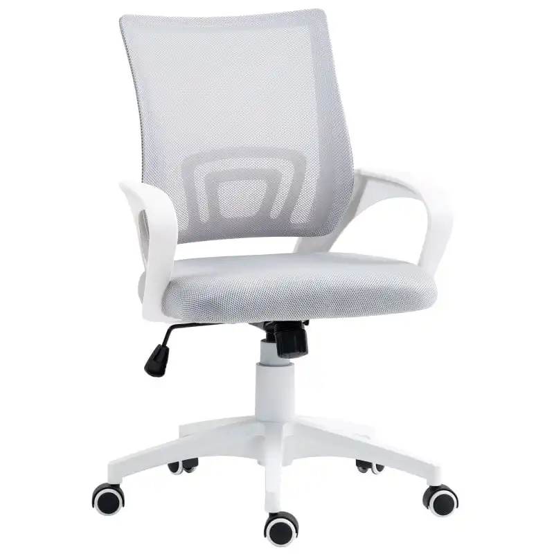 Homcom Silla De Oficina De Malla Con Altura Ajustable Carga 120 Kg Gris
