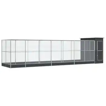 Pajarera Con Extensión Acero Plateado 830x203x216 Cm Vidaxl