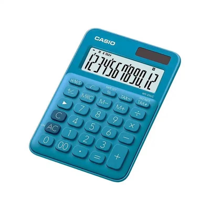 Calculadora Casio Ms-20uc-bu Sobremesa 12 Digitos Tax +/- Color Azul