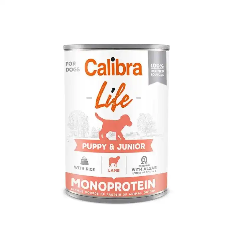 6x400gr Calibra Life perro Puppy-Junior Latas con Cordero y Arroz