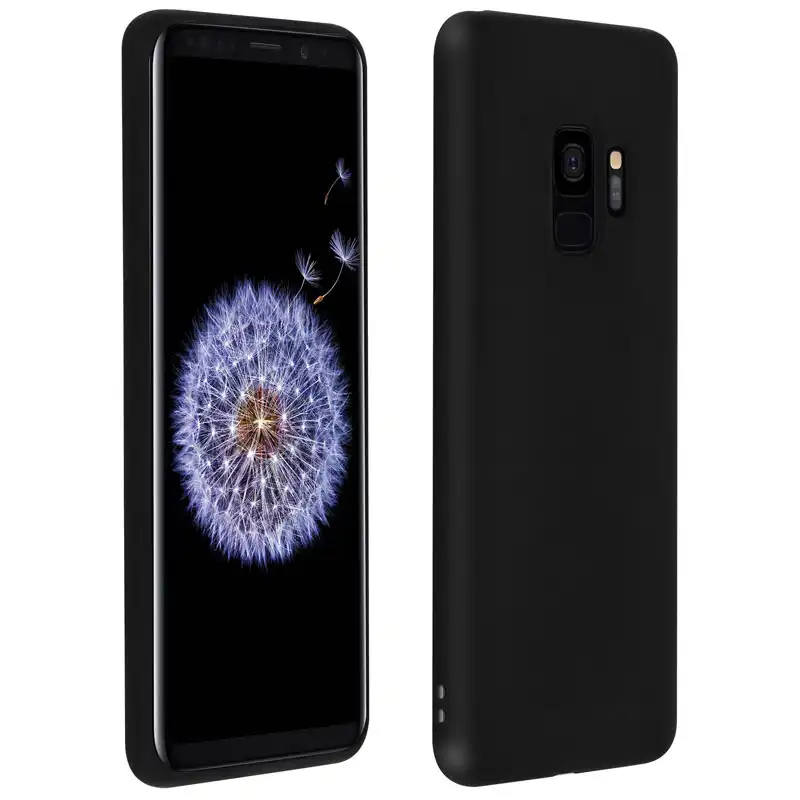 Avizar Funda de Silicona Mate Negra para Samsung Galaxy S9