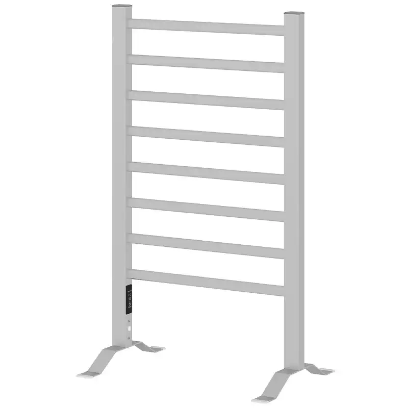 Homcom Toallero Eléctrico De Pared O Suelo 150 w De Aleación De Aluminio Plata