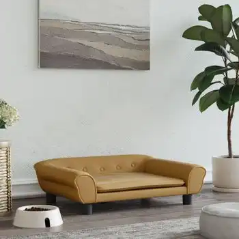 Cama Para Perros De Terciopelo Marrón 70x48x22 Cm
