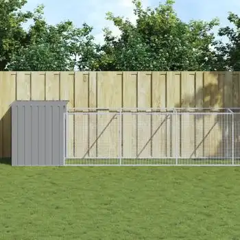 Caseta Perro Corral Acero Galvanizado Gris Claro 110x1221x110cm
