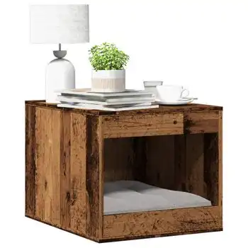 Mueble Arenero De Gatos Madera Ingeniería Envejecida 47x59x42cm
