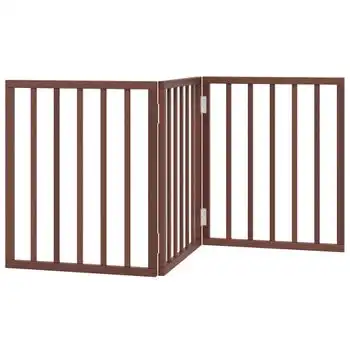 Puerta Para Perros Plegable 3 Paneles Madera Álamo Marrón 150cm Vidaxl