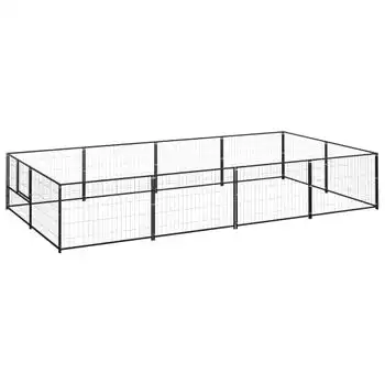 Perrera Exterior | Jaula Para Perro | Parque Para Mascotas Acero 8 M² Negra Cfw783685