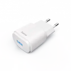 Adaptador enchufe - Hama 00201645, USB-A, 6W, Luz LED, Blanco