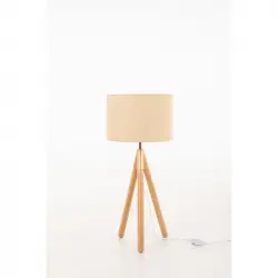 Efectoled Lámpara De Mesa De Madera Y Tela Wolby Beige