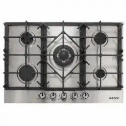 Placa De Gas Empotada - 70cm, 5 Boquillas, 1 Wok, Inox