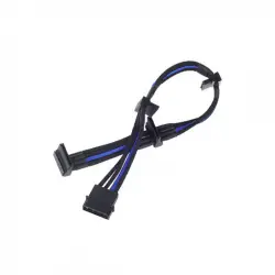 SilverStone PP07-BTSBA Cable Extensor de Alimentación Molex a 4xSATA Macho/Macho 0.3m Negro/Azul