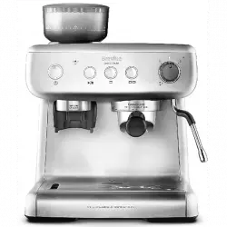 Cafetera express - Breville VCF126X, Con Molinillo, 15 bares, Hasta 2 tazas, Depósito 2.8l, Vaporizador, Plata