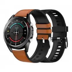 Dcu Tecnologic |smartwatch Elegance| Con 2 Diferentes Correas Piel Marrón/silicona Negra