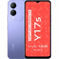 Móvil - vivo Y17s, Glitter Purple, 128 GB, 6 GB RAM, 6.56" HD+, MediaTek Helio G85, 5000 mAh, Dual SIM, Android