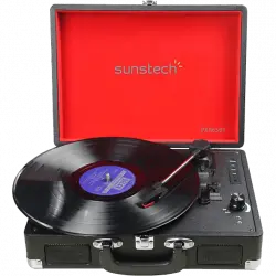 Tocadiscos - Sunstech PXR6SBT, Bluetooth, USB, SD, Radio FM, AUX, RCA, 2 Altavoces, Negro