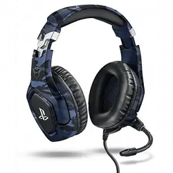 Auriculares gaming - Trust GXT 488, De diadema, Con cable, Para PS4, Micrófono, Azul camo