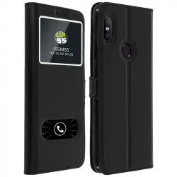 Avizar Funda Tipo Folio con Doble Ventana Negra para Xiaomi Redmi Note 5