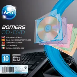 Pack 10 estuches slim para CD/DVD APM de colores
