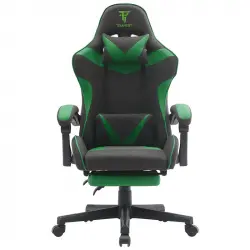 Tempest Shake Silla Gaming con Reposapiés y Masaje Negra/Verde Tela Transpirable