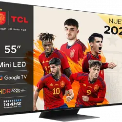 TV Mini LED 55" - TCL 55C845, QLED 4K, Quad Core , Smart TV, DVB-T2, Google Game Master, Negro