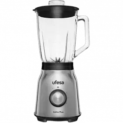 Batidora de vaso - Ufesa Zafiro Plus, 1250W, 1.5 l, 4 velocidades, 6 cuchillas acero inoxidable, Gris