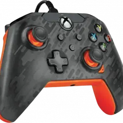 Mando - PDP Atomic Carbon Licenciado, Para Xbox Series X, Controles D-pad, Cable desmontable, Carbón / Naranja