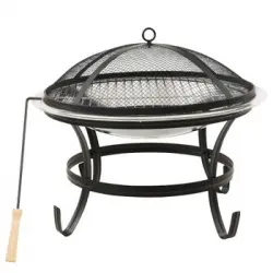 Brasero Y Barbacoa 2 En 1 Atizador Acero Inoxidable 56x56x49 Cm Vidaxl