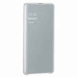 Funda Original Para Galaxy S10 Plus Solapa Traslúcida Táctil Clear View Blanco