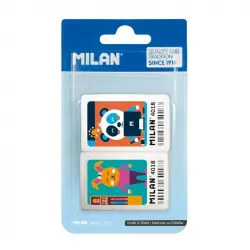 Milan 4018 Blíster 2 Gomas de Borrar con Dibujos Infantiles