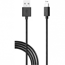 Cable - ISY IC-5006, Para Nintendo Switch, USB, USB-C, 3m, Negro