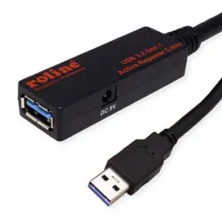 Roline Cable Alargador Activo USB 3.2 Macho/Hembra 10m Negro