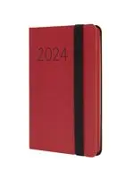 Agenda anual 2024 Finocam A7 Flexi Lisa F2 semana vista horizontal Rojo